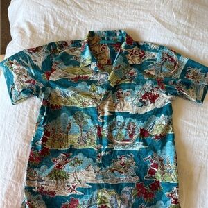 Tori Richard Boys Hawaiian Print Holiday shirt sz L (10-12)